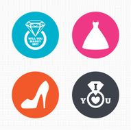 Wedding dress icon Women&#039;s shoe symbol N25