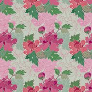 Red and pink peonies (Seamless pattern kimono style)