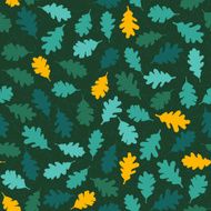 Seamless pattern with green oak leaves Fall backdrop &#039;Autumn soon