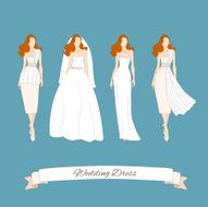 Wedding draw dresses set Bridal vector N2