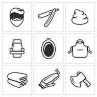 Male salon haircut beard mustache and hairstyle icons set N2