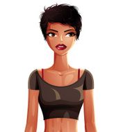Vector drawing of young pretty lady