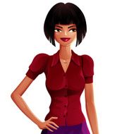 Vector drawing of young pretty lady with fashionable haircut N4