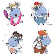Happy cows Clip-Art Cartoon N2