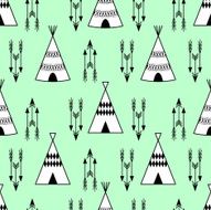 Seamless kids wigwam illustration with arrows N3