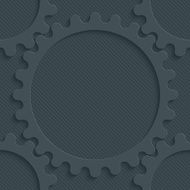 Cogwheel dark seamless vector background with 3D effect