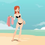 Girl in the beach illustration N16