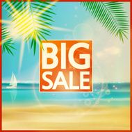 Final summer sale design template with beach