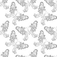 Seamless background butterflies contours