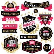 Premium quality stickers badges labels and ribbons Set 4