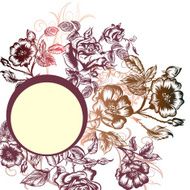 Floral vector background with roses and banner for text