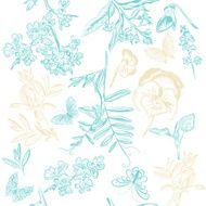 seamless wallpaper pattern with flowers and butterflies