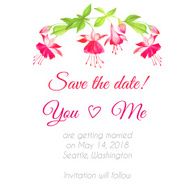 Delicate fuchsia floral watercolor design vector