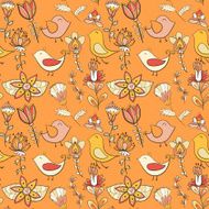 Seamless texture with flowers and birds N18
