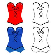 Red blue corset flat outlined style