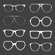 Vector set of white sunglasses frames