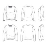 Simple outline drawing of a men&#039;s and women&#039;s blank tee