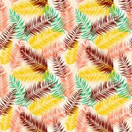 Seamless color palm leaves pattern Flat style