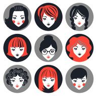 Vector set of stylish girls in modern flat design N8