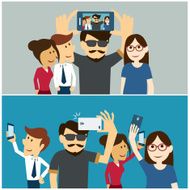 taking a selfie photo flat design