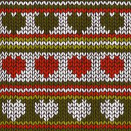 Seamless pattern with knitted stripes and hearts in Christmas colors N2