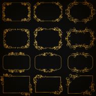 Vector set of gold decorative borders frame N16