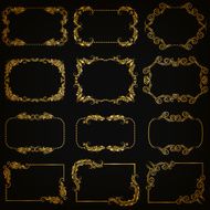 Vector set of gold decorative borders frame N17