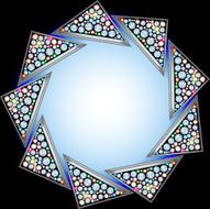 background with precious stones in the shape of a triangle