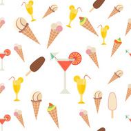 Ice cream and drinks seamless pattern