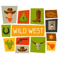 Wild west background with cowboy objects and design elements N2