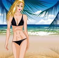 beautiful blonde girl in bikini on a summer beach
