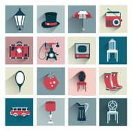 Set of retro flat icon Vector