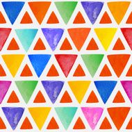 Hand drawn colorful watercolor triangle seamless pattern background