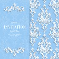 Vector Blue Floral 3d Christmas and Invitation Background Template