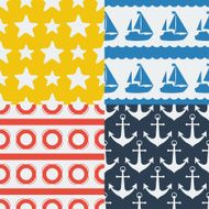 Nautical seamless patterns set in flat design style
