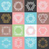 Colorful trendy ornaments badges frames logo design templates set