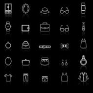 Dressing line icons with reflect on black