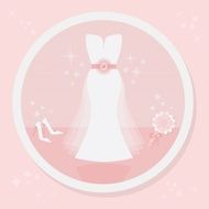 Strapless wedding dress icon on pink background