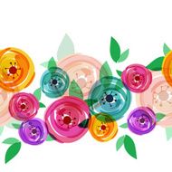 Vector seamless pattern with abstract multicolor rose flower Floral background N2
