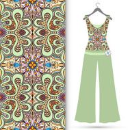 Fashion seamless geometric pattern women&#039;s blouse and trousers on N3