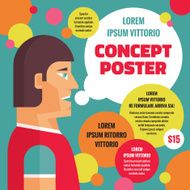 Human character and circles bubbles banner - vector illustration