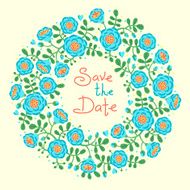 Save The Date Invitation with Floral Wreath