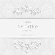 Vector White Floral 3d Christmas and Invitation Cards Background