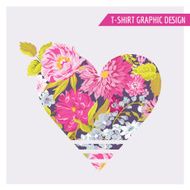 Floral Heart Graphic Design - for t-shirt fashion prints N3