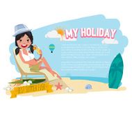 Women Relaxing on a Beach Chair with cocktail N2