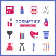 Flat cosmetic icons set