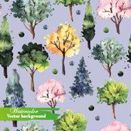 Decorative pattern with watercolor trees N2