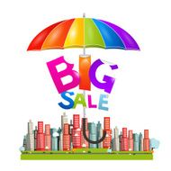 Big Sale Title with Colorful Parasol