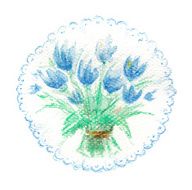 Watercolor bouquet of blue tulips
