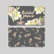 Vector invitation card with watercolor flowers Bridal shower N6
